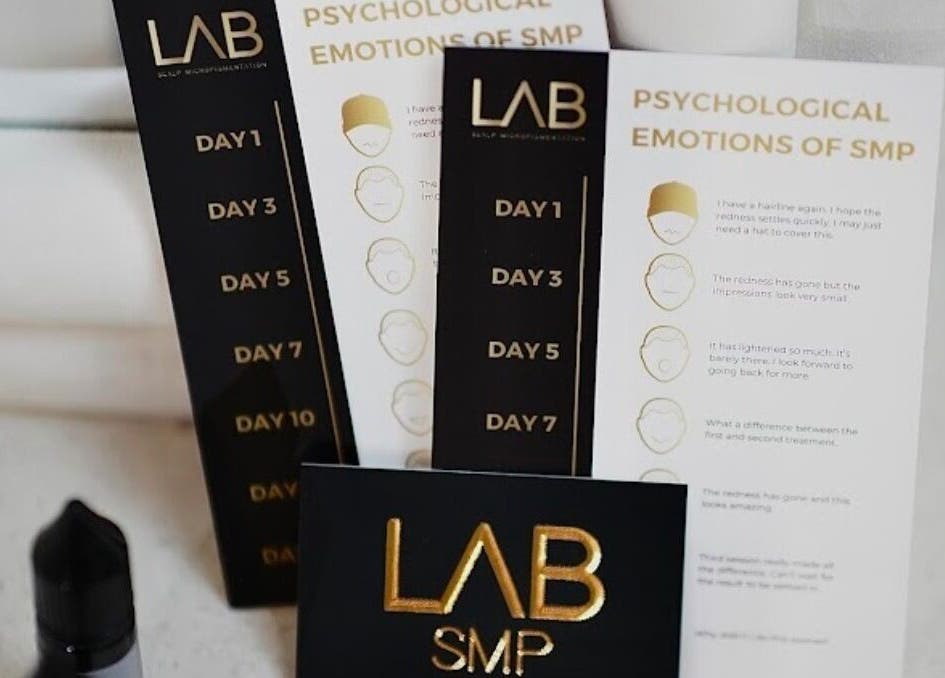 LAB + CO. brochures detailing SMP psychological emotions in Melbourne, VIC, AU clinic.