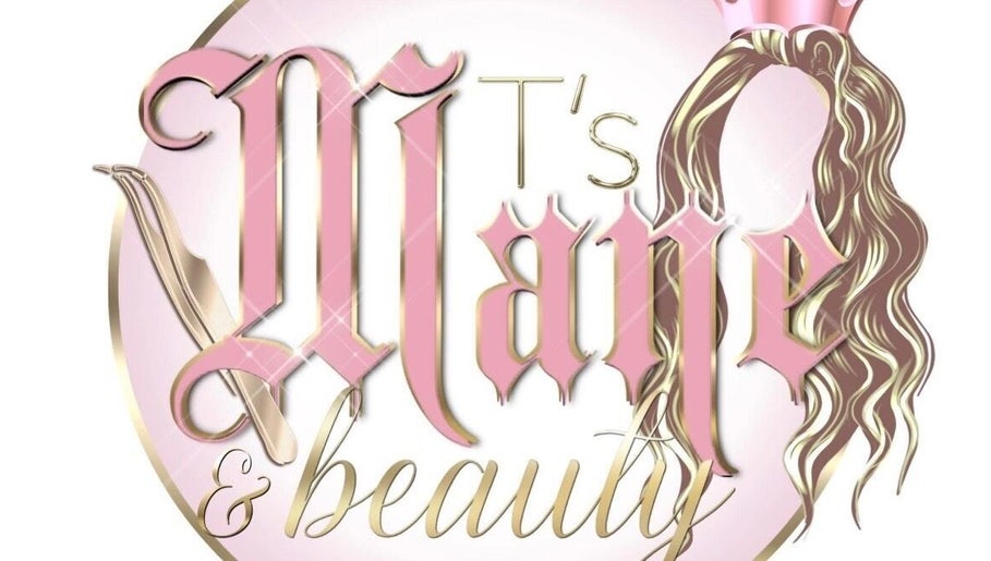 Elegant T’s Mane & Beauty logo with hair and scissors, Abertillery, Wales, GB.
