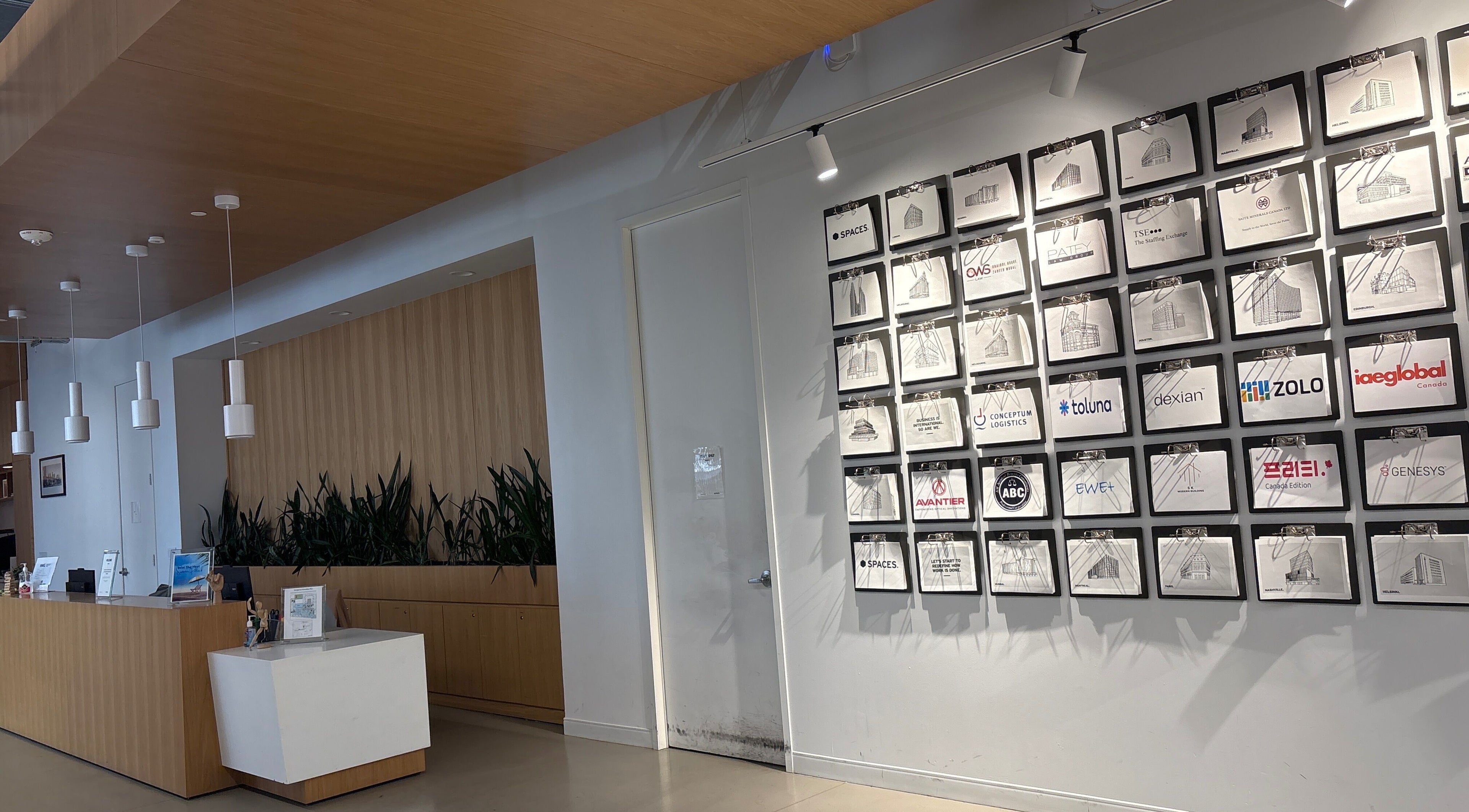 Reception area at WayYoung North York, Toronto, Ontario, CA with wall art and modern decor.