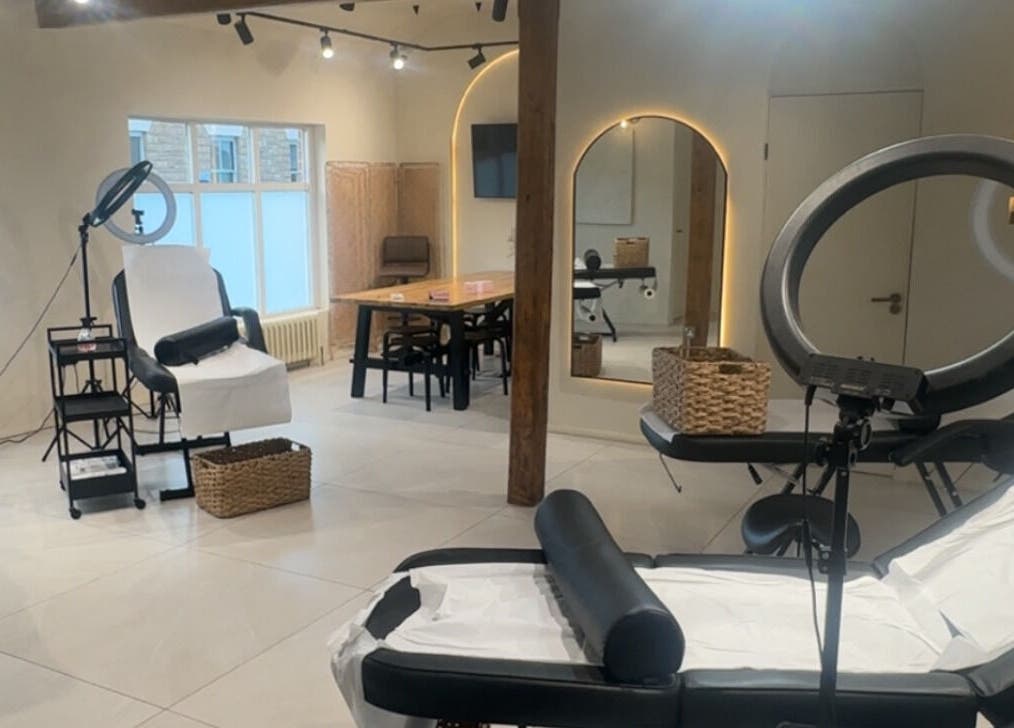 Bright treatment room at LASHES BROWS SKIN By Laura, Sheffield, England, GB, featuring modern decor.