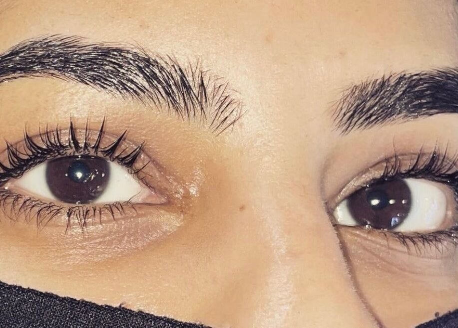 Detailed view of enhanced lashes and brows at LASHES BROWS SKIN By Laura, Sheffield, England, GB.