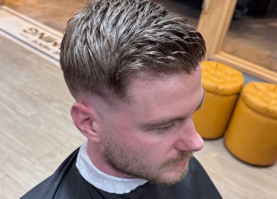Modern men's haircut at The Men's Grooming Circular Quay Gateway, Sydney, New South Wales, AU.