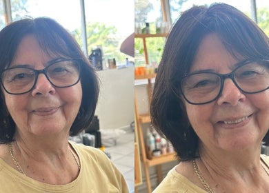 Happy client enjoying beauty services at Tenambit, Maitland NSW, showcasing elegant surroundings.