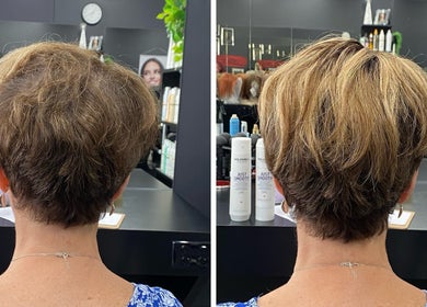 Before and after haircut at Parlour 66, 10 Reibey St, Ulverstone TAS 7315, showcasing vibrant styles in Ulverstone, Tasmania, AU.