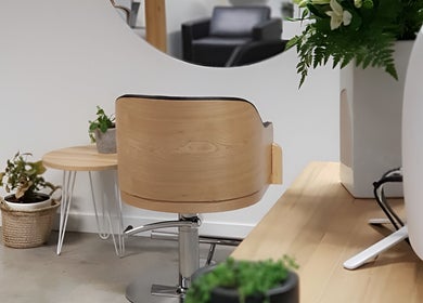 Modern salon chair at Charles St. Launceston Tasmania, showcasing minimalist style in Launceston, Tasmania, AU.