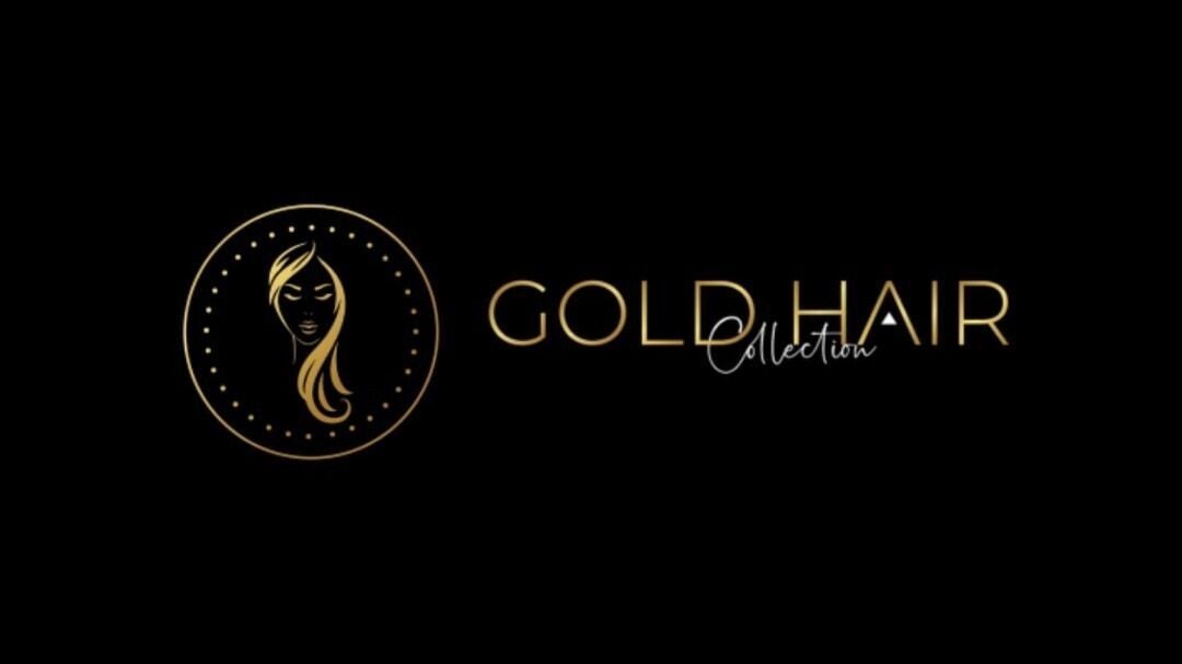 Gold Hair logo at Shop 18 Kingston Town Shopping Centre, 47 Marano, Kingston, Tasmania, AU. Sleek design on black.