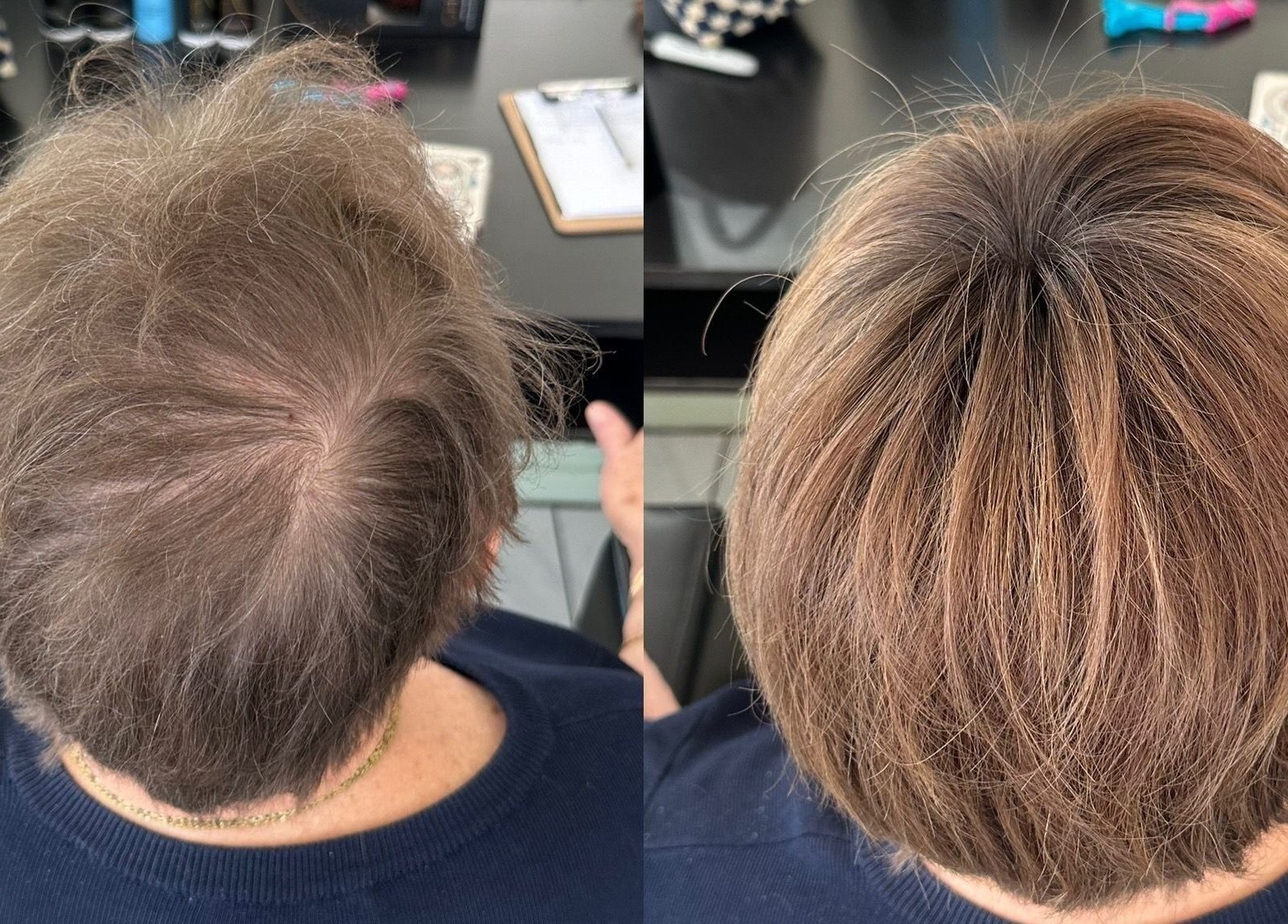 Before and after hair makeover at Shop 18 Kingston Town Shopping Centre, 47 Marano, Kingston, Tasmania, AU.