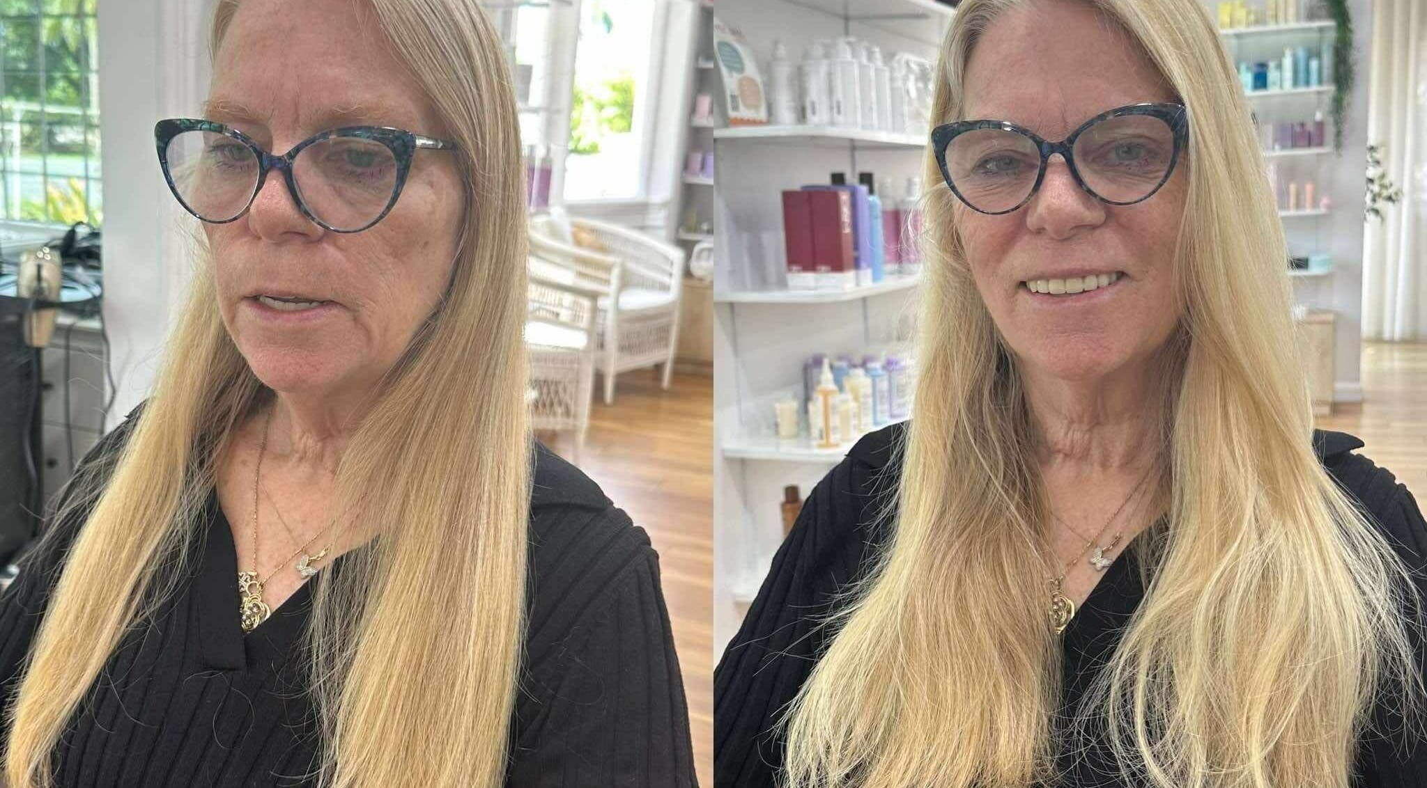 Client enjoying a hair makeover at Margaret St. Palmwoods Qld in Palmwoods, Queensland, AU salon.