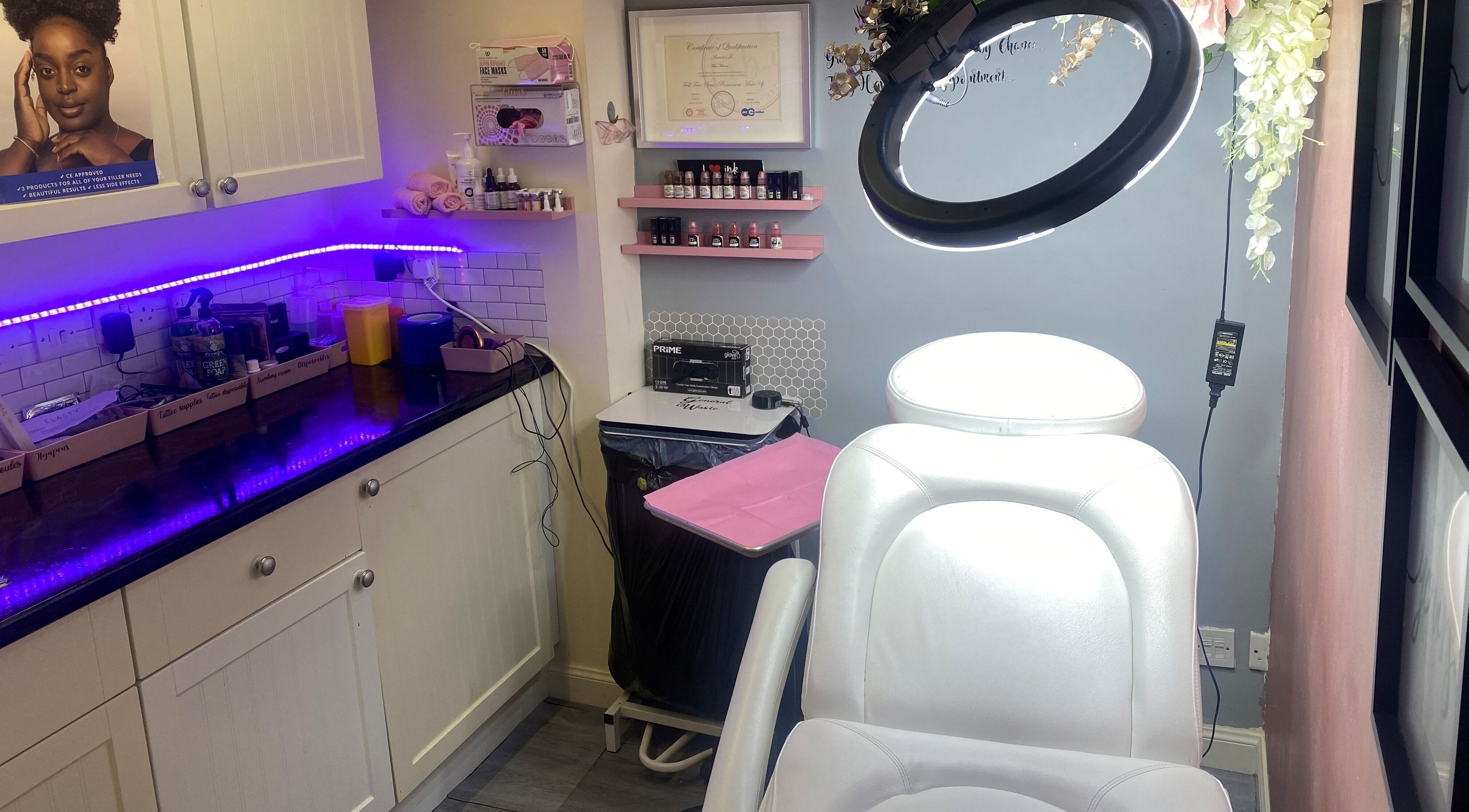 Elegantly designed treatment room at Glamour Eyes Aberdeen Aesthetics in Aberdeen, Scotland, GB.