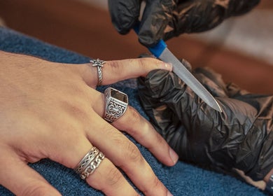 Professional manicure at The Lair Man in Mumbai, Maharashtra, IN with detailed craftsmanship.