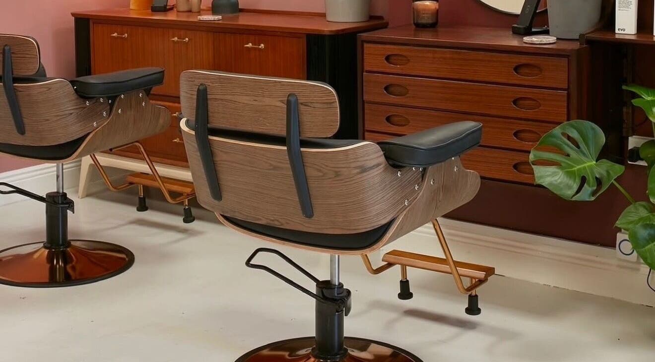 Chic salon chairs at Aidan Darcy • Hair, Dublin 2, IE, offering a stylish and relaxing beauty experience.