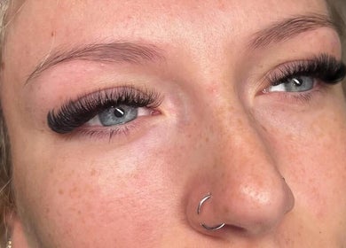 Close-up of styled eyelashes at CLH Beauty in Nottinghamshire, England, GB.