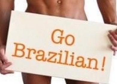 Go Brazilian sign promoting services at WAXING LONDON PRO - Battersea, London, England, GB.