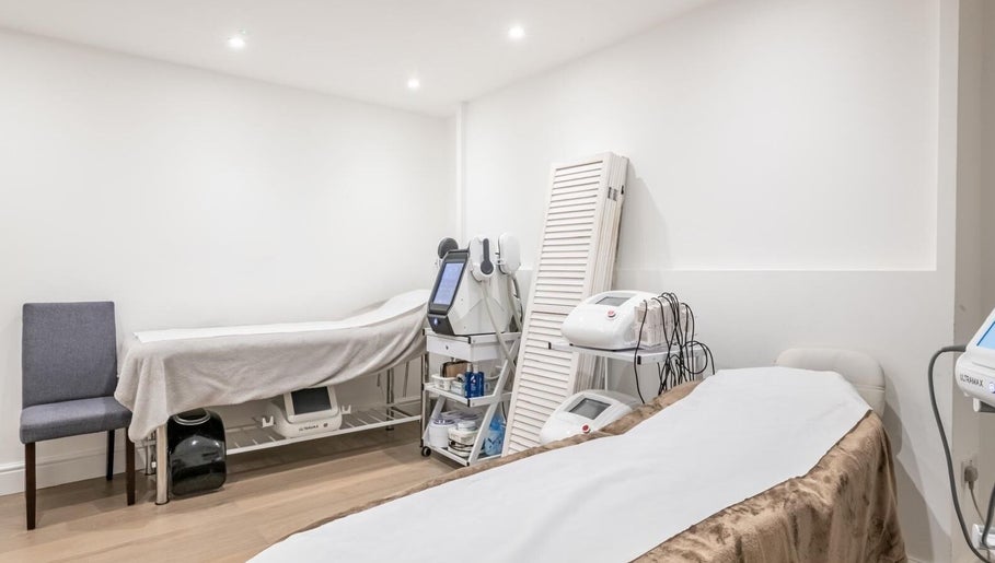 Treatment room at Waxing London Pro - Battersea with modern equipment in London, England, GB.