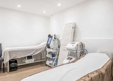 Treatment room at Waxing London Pro - Battersea with modern equipment in London, England, GB.