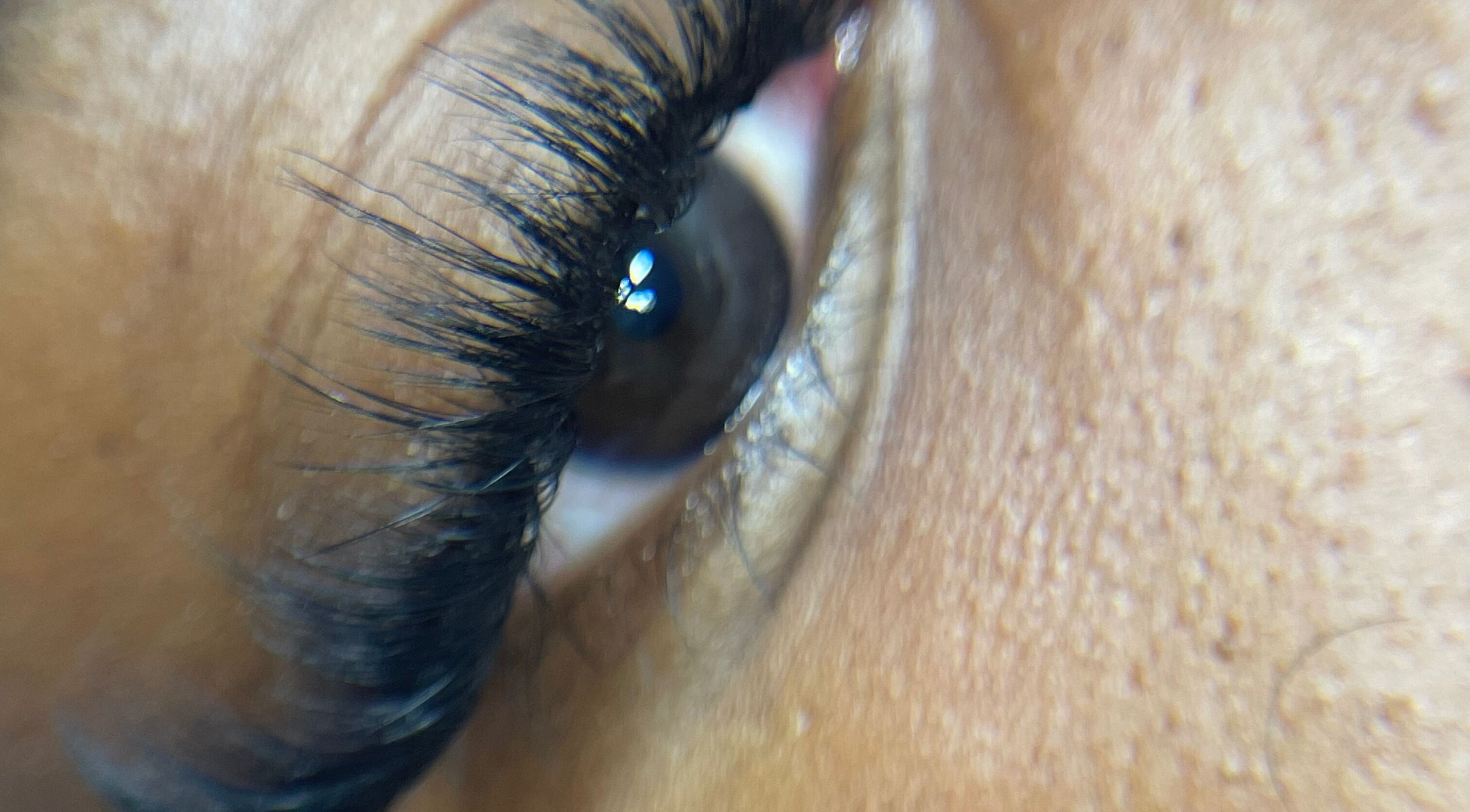 Close-up of eyelash extensions at Lashed by Lavern, London, England, GB.
