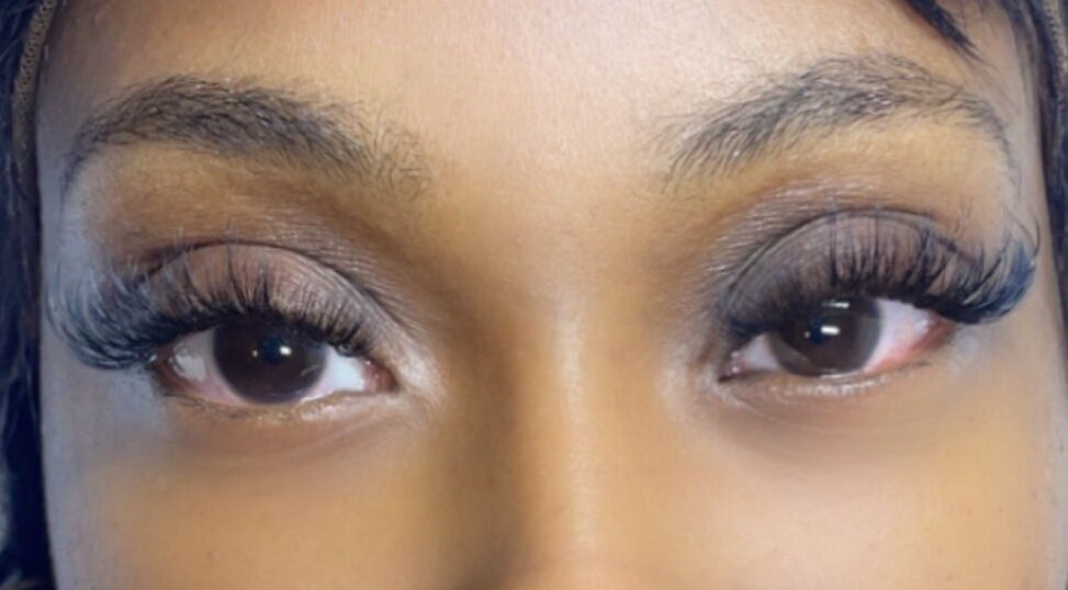 Close-up of styled lashes at Lashed by Lavern, London, England, GB, showcasing expert eyelash treatment.