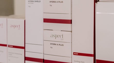 Aspect skincare products on display at Salt Beauty Ballina, Ballina, New South Wales, AU.