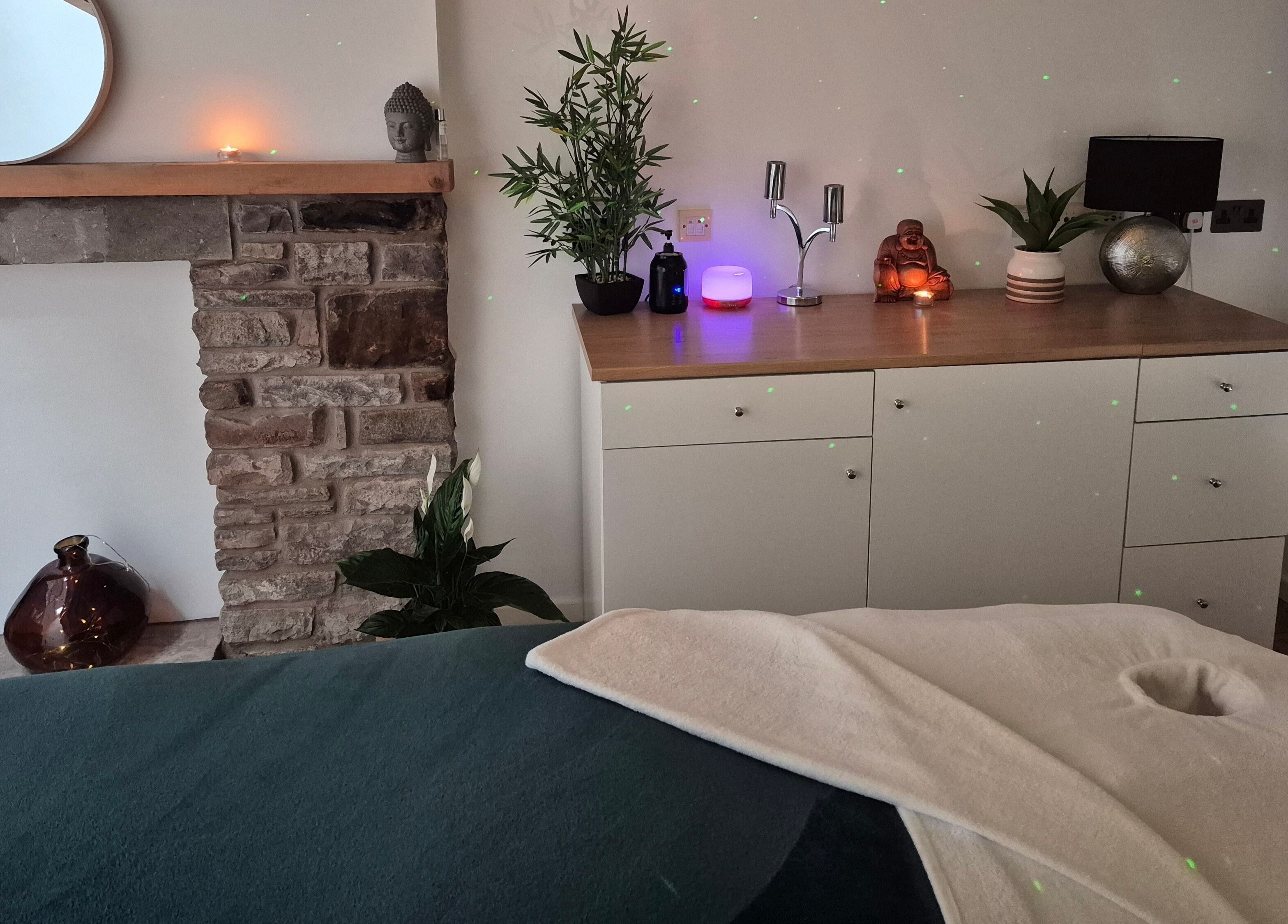 Relaxing therapy room at Room 2, Abergavenny, Wales, GB with tranquil decor and therapeutic ambiance.