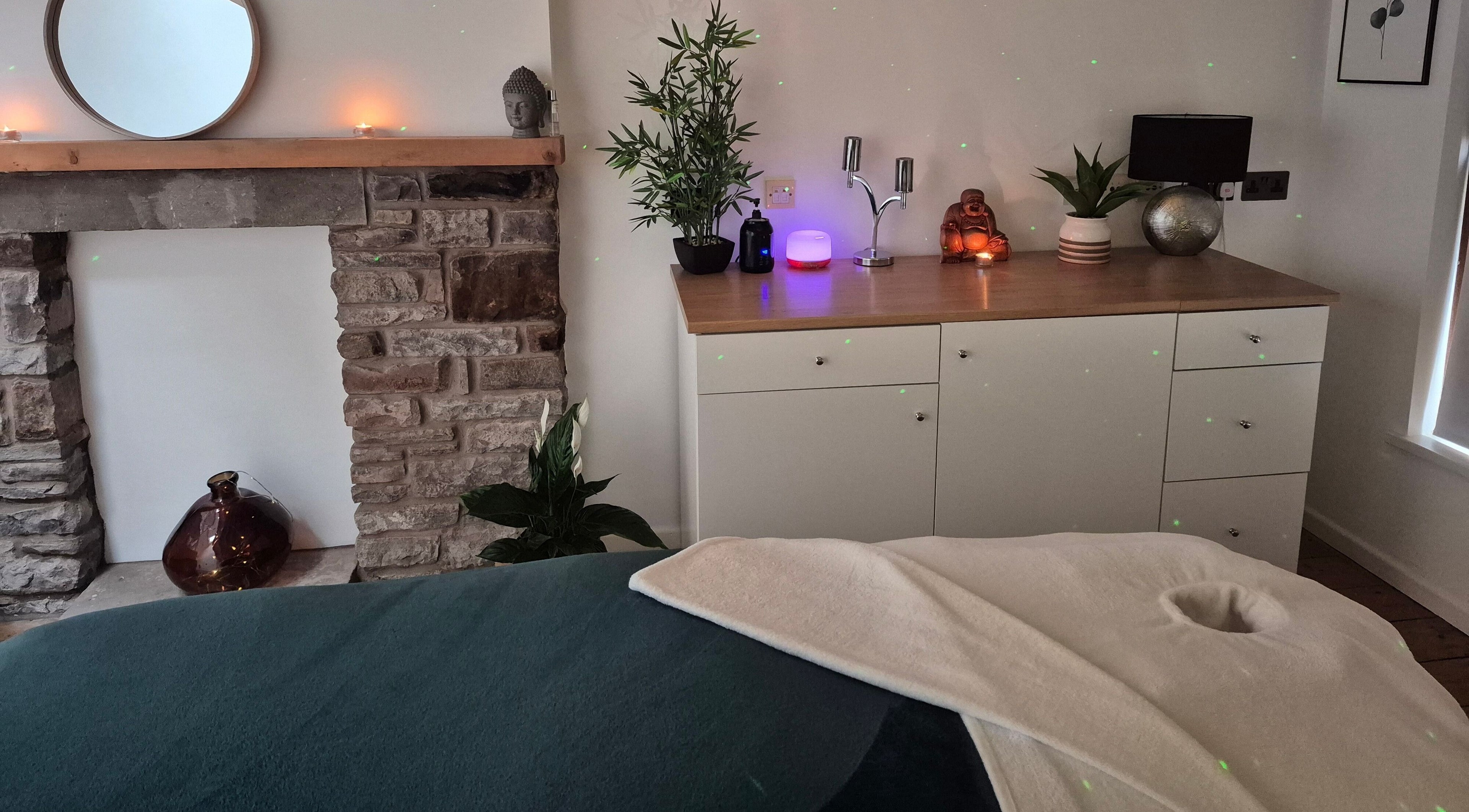 Relaxing therapy room at Room 2, Abergavenny, Wales, GB with tranquil decor and therapeutic ambiance.