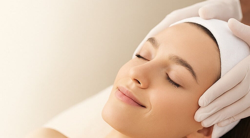 Tratament facial la Noia Copou, Iași, România , RO. Mâini delicate aplică terapie de relaxare.