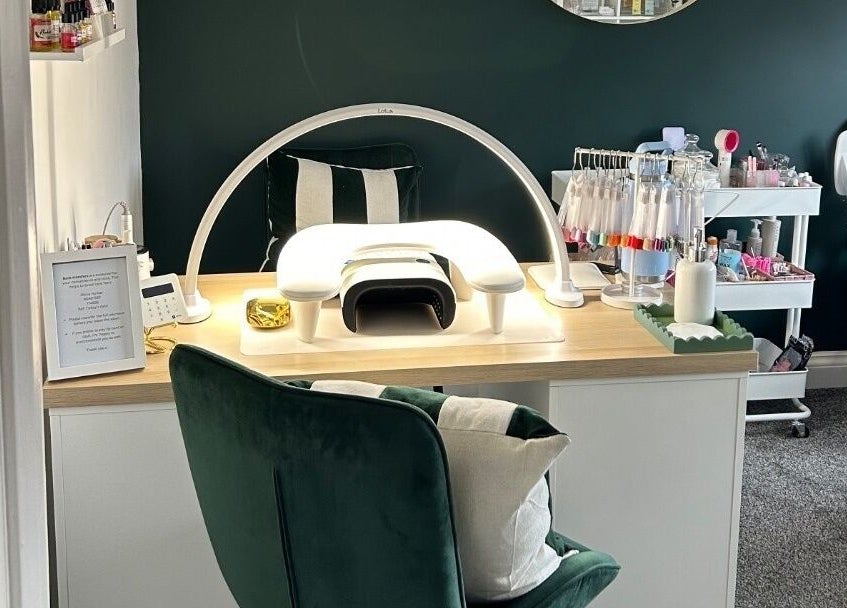 Nail care station at Beautology Newcastle, Whitley Bay, England, GB with modern design and tools.