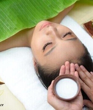 Relaxing head massage at Teratak Spa Penang HQ, Bayan Lepas, Pulau Pinang, MY with natural elements.