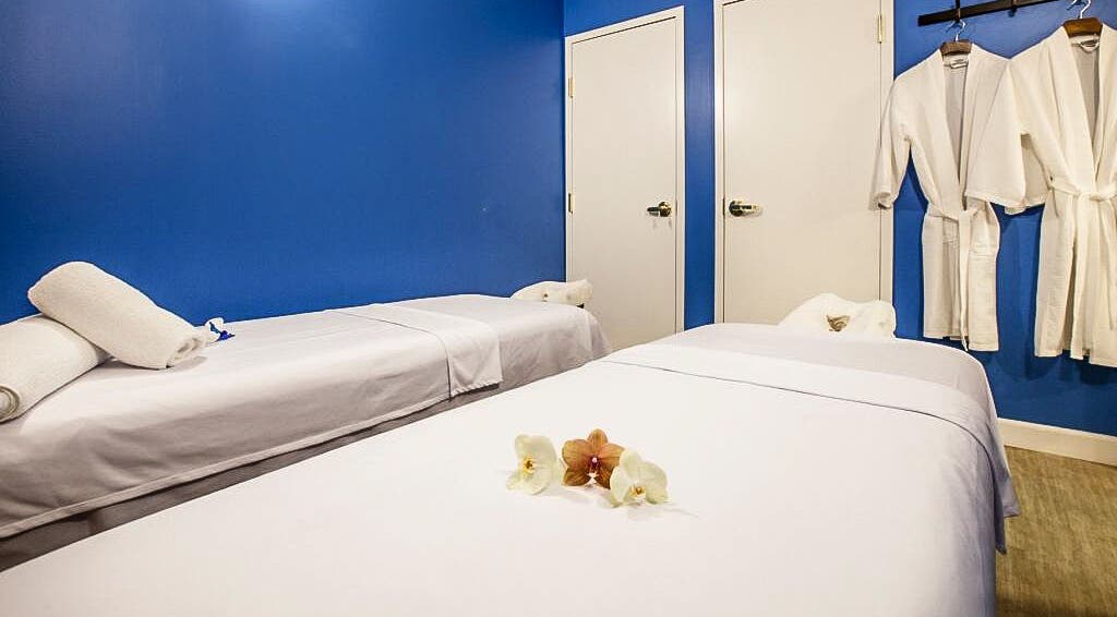 Relaxing spa beds and robes in Azure Day Spa Los Gatos, Los Gatos, California, US.