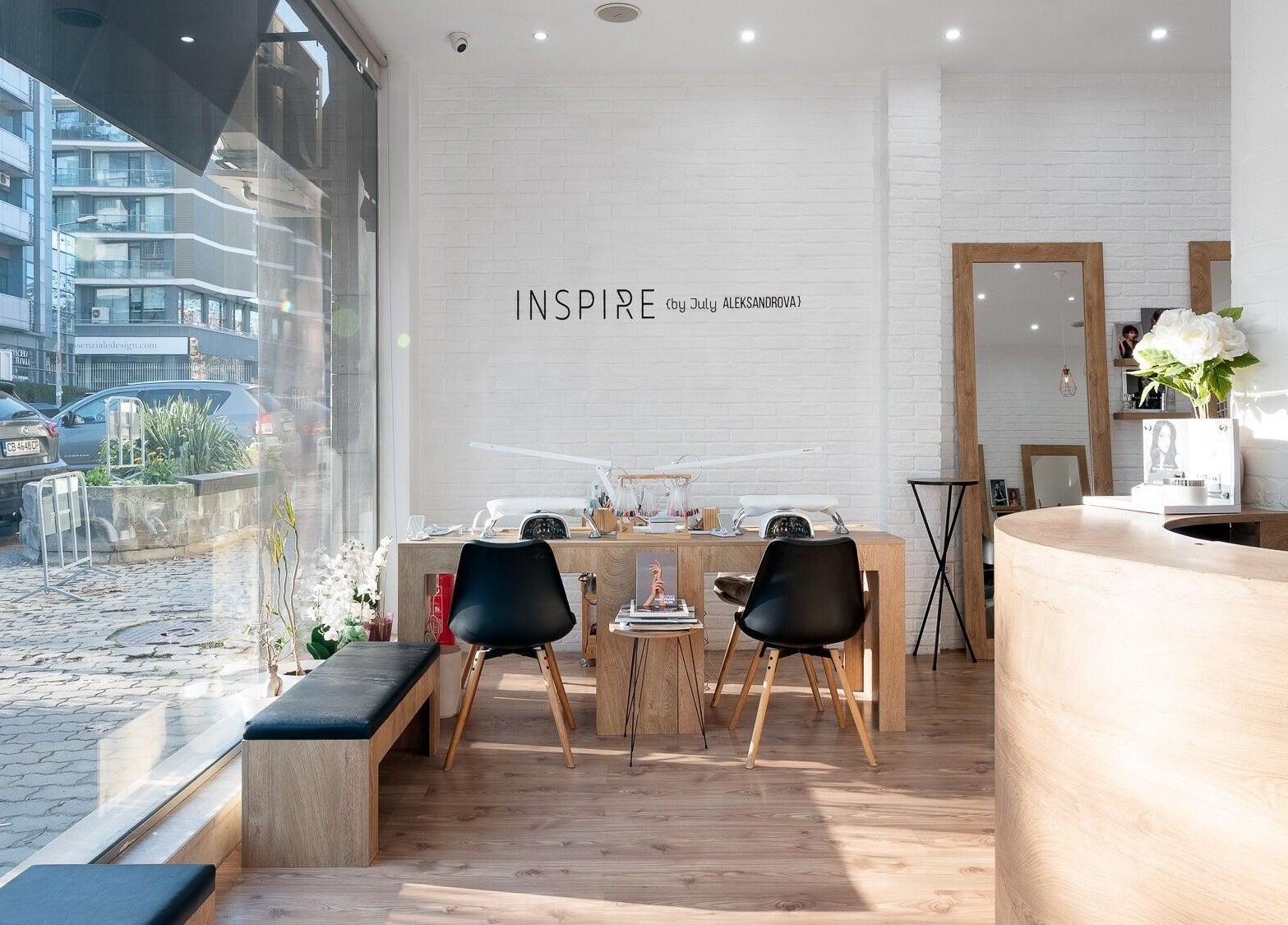 Interior of Salon Inspire, kv. Manastirski livadi in София, BG with modern design and cozy ambiance.