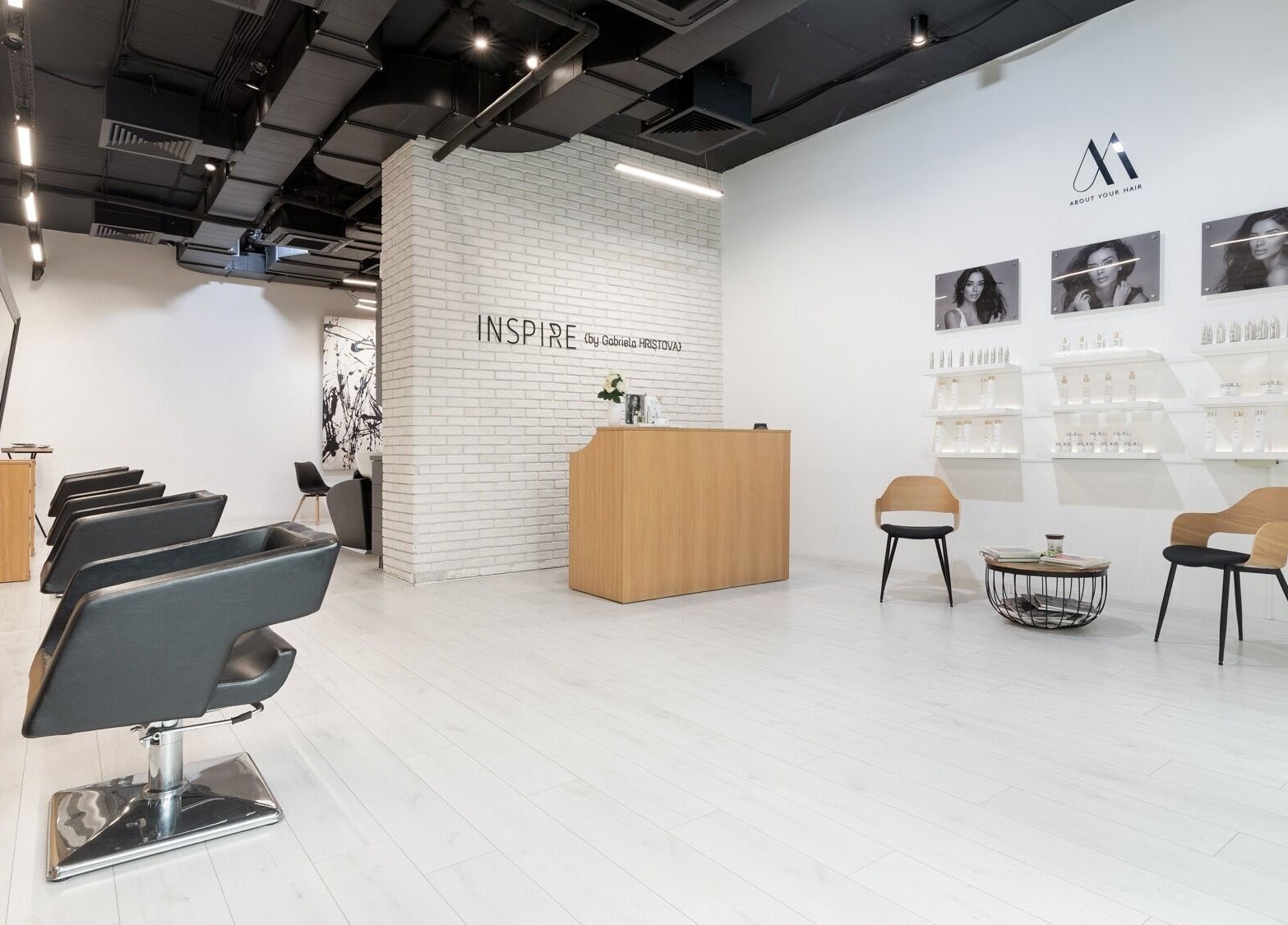 Chic interior of Salon Inspire, kv. Mladost 1, София, BG with modern chairs and sleek design.