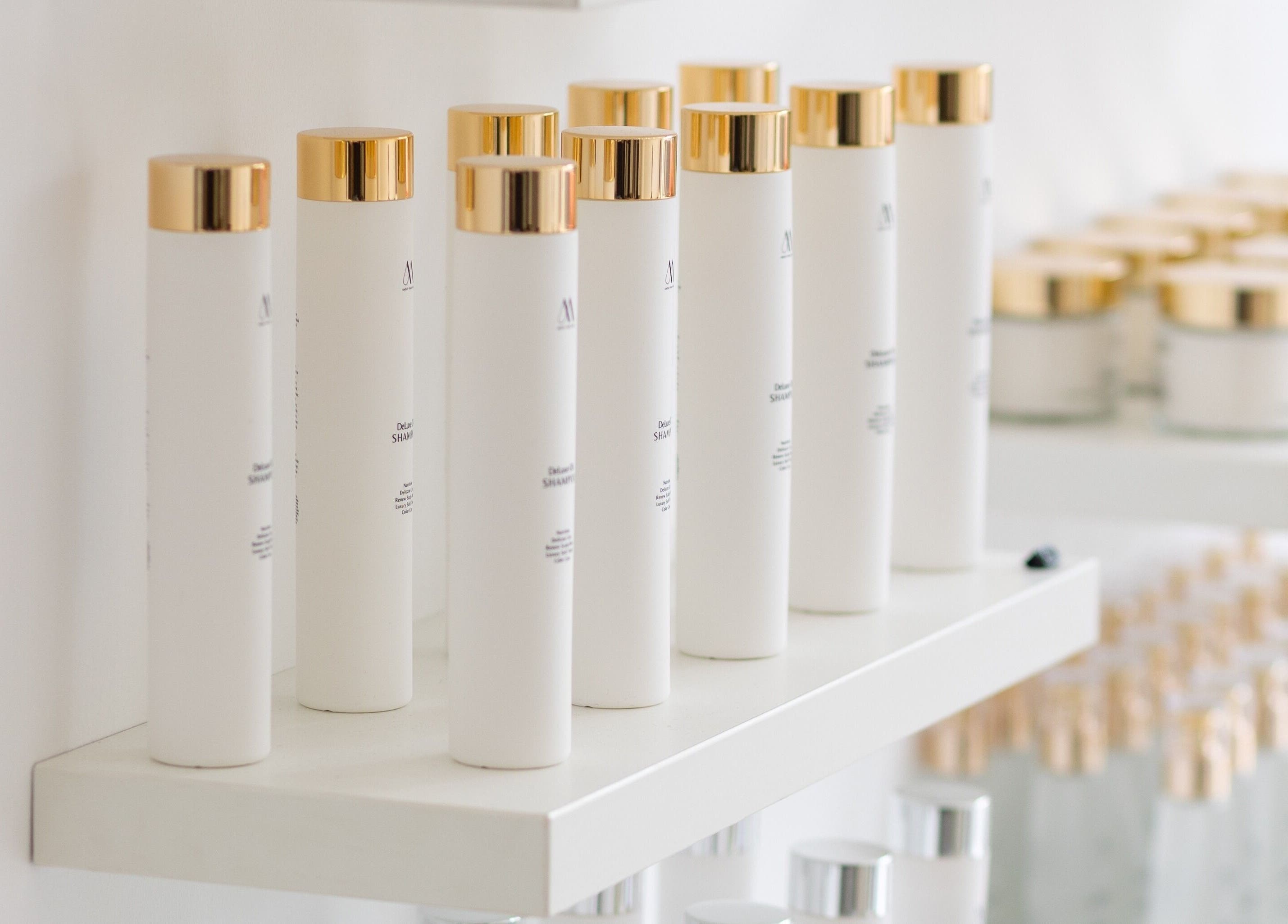 Luxury beauty products on display at Salon Inspire, kv. Krustova vada, София, Област София, BG.