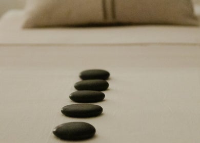 Relaxing massage stones at Wellness Club @ Vilalara Grand Hotel in Lagoa, Faro, PT.