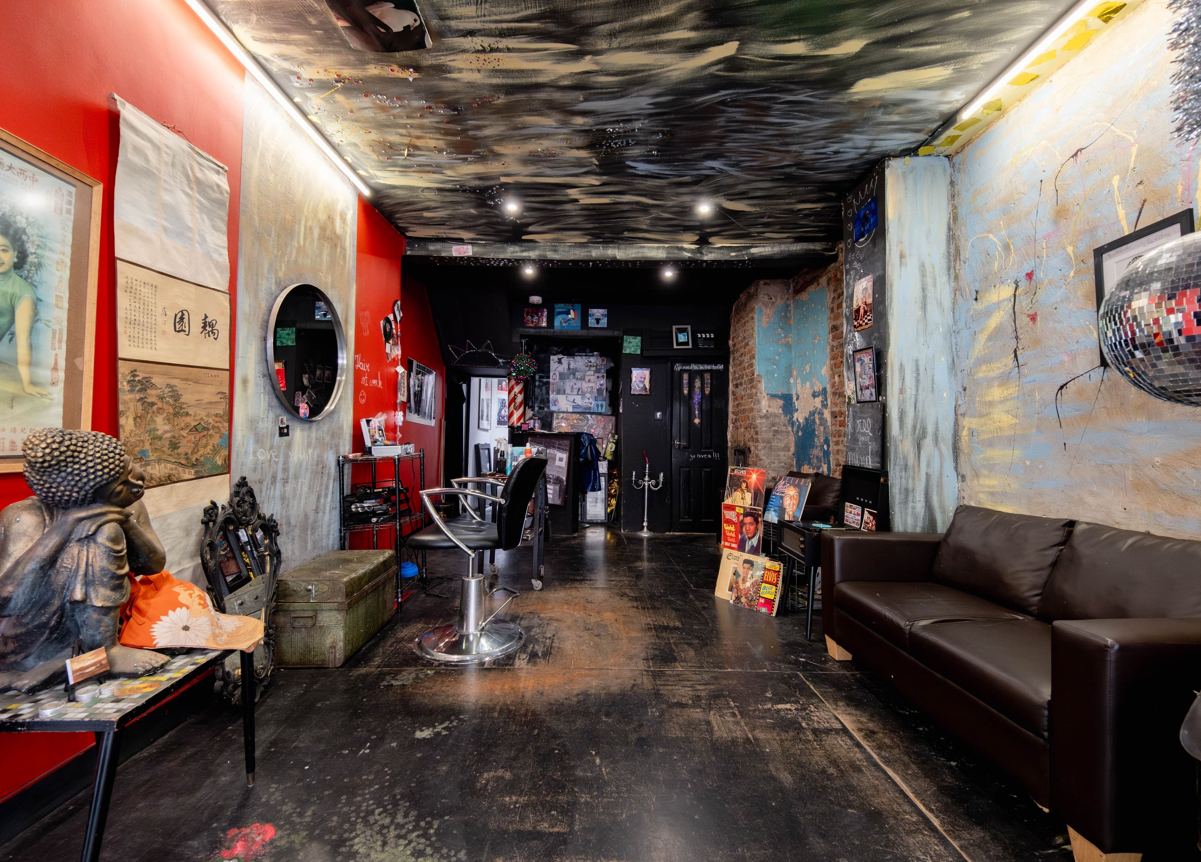 Unique interior of Unparalleled 145 in London, England, GB, showcasing eclectic art and modern furnishings.