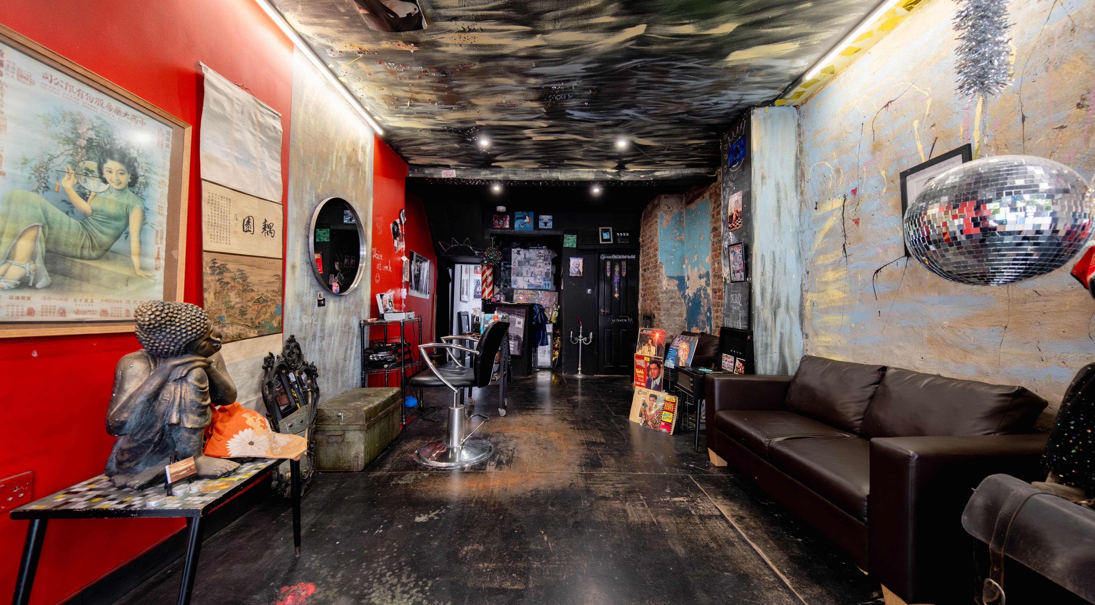 Unique interior of Unparalleled 145 in London, England, GB, showcasing eclectic art and modern furnishings.