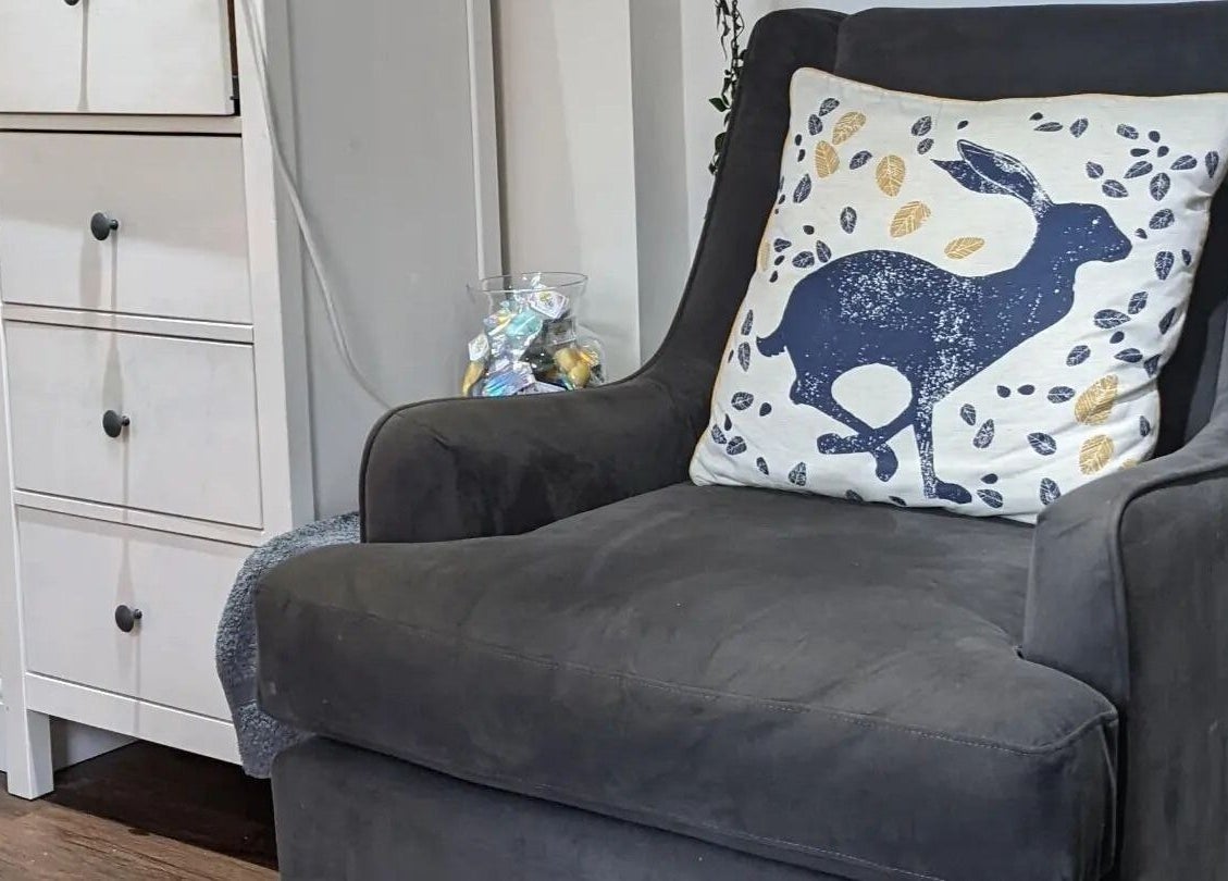 Cozy armchair with stylish cushion in Sensational Beauty, Mirfield, England, GB.