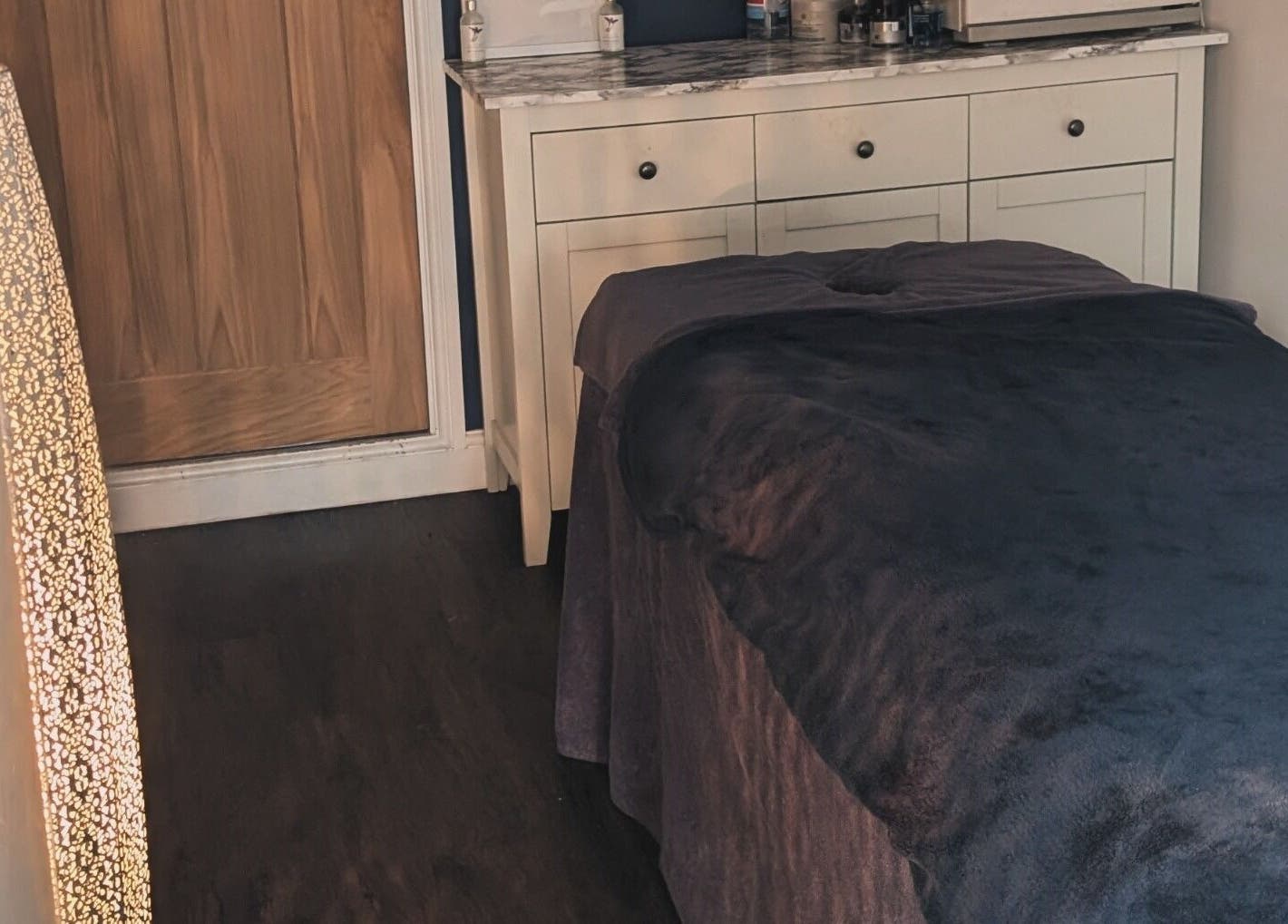 Cozy treatment room at Sensational Beauty, Mirfield, England, GB, featuring a peaceful ambiance.