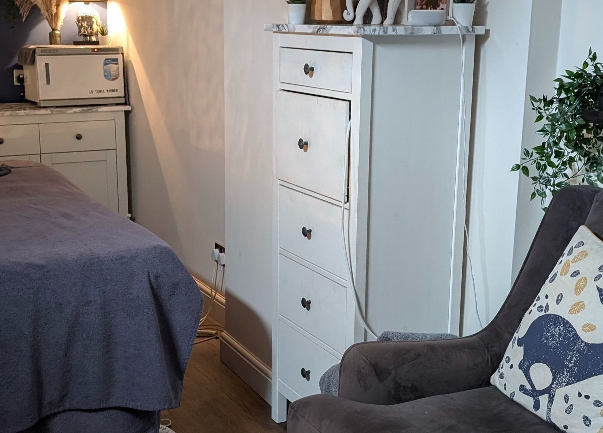 Relaxing therapy room at Sensational Beauty, Mirfield, England, GB featuring a cozy chair and calming decor.