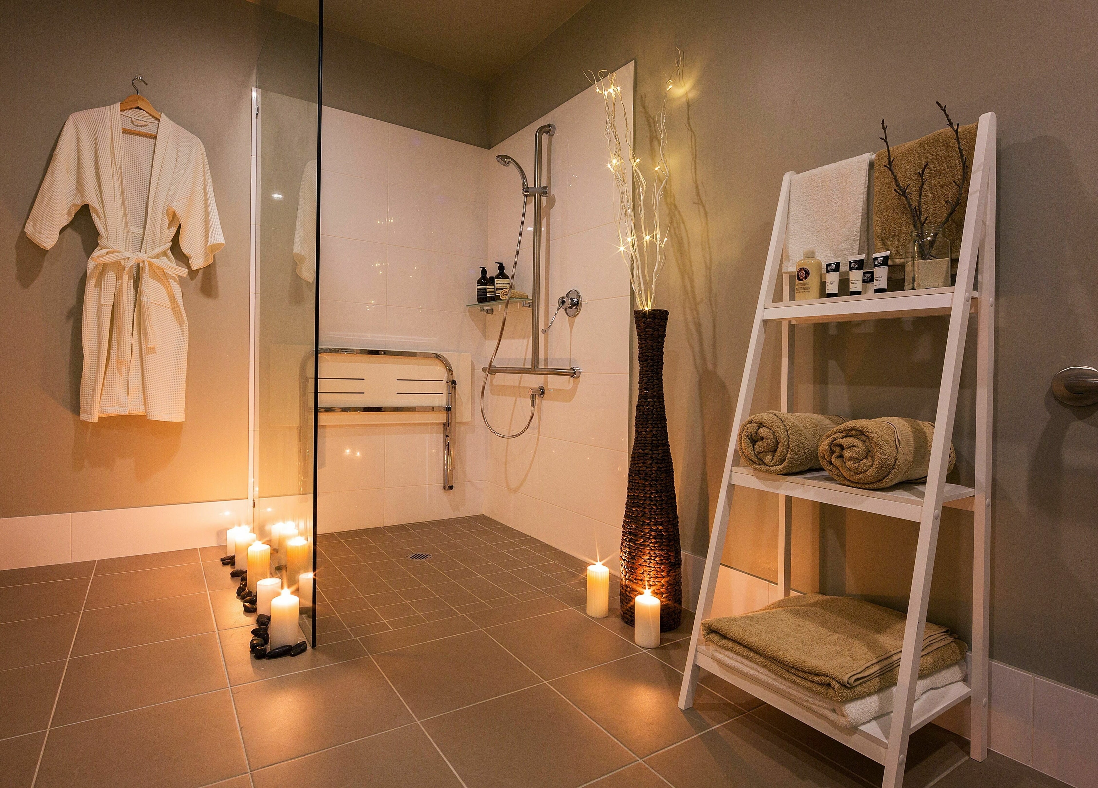 Tranquil shower room at Urban Fusion Massage and Day Spa in Harrison, Australian Capital Territory, AU.