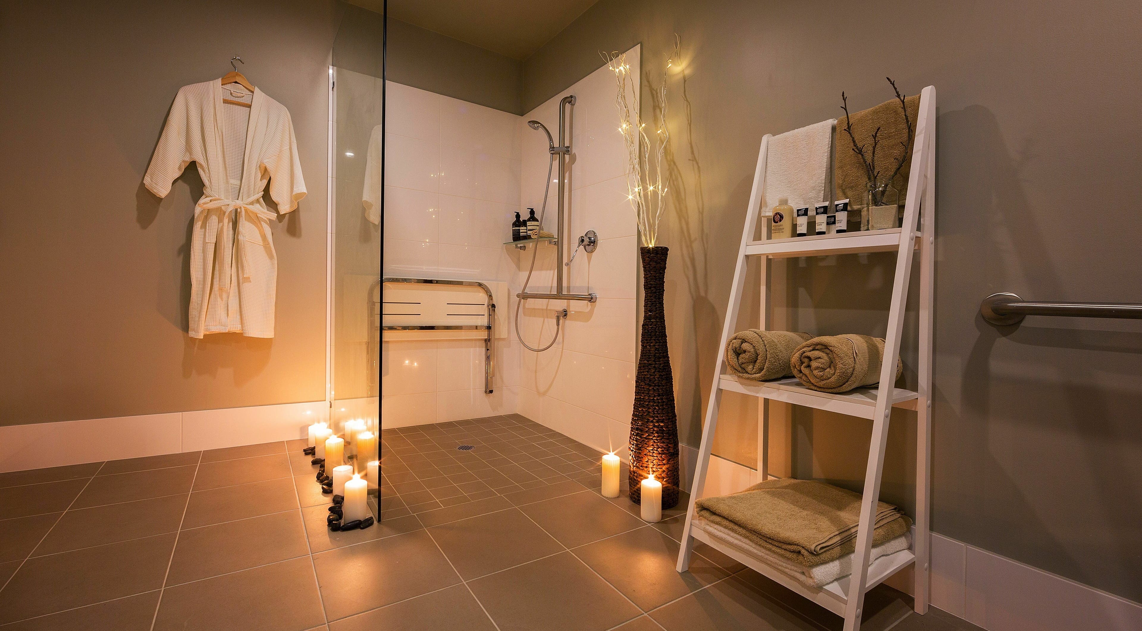 Tranquil shower room at Urban Fusion Massage and Day Spa in Harrison, Australian Capital Territory, AU.