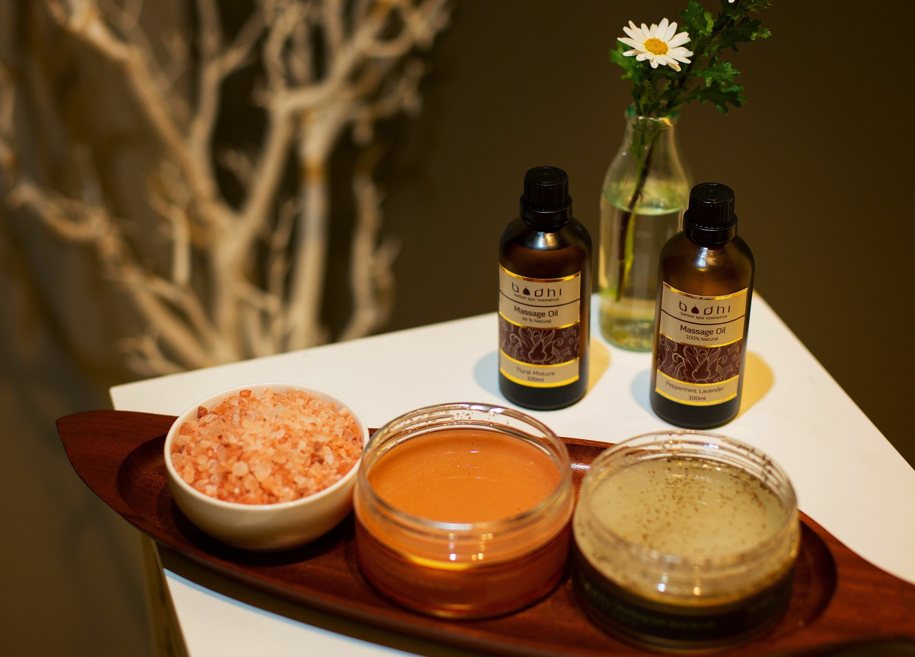 Luxurious massage oils and salts at Urban Fusion Massage and Day Spa, Harrison, Australian Capital Territory, AU.