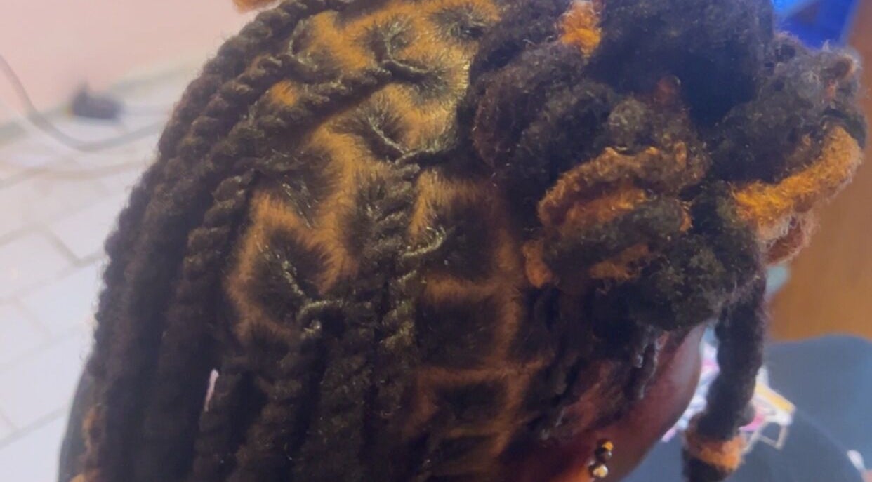 Intricate braids styled at Skye Touch Beauty Designs, Bridgetown, Christ Church, BB.