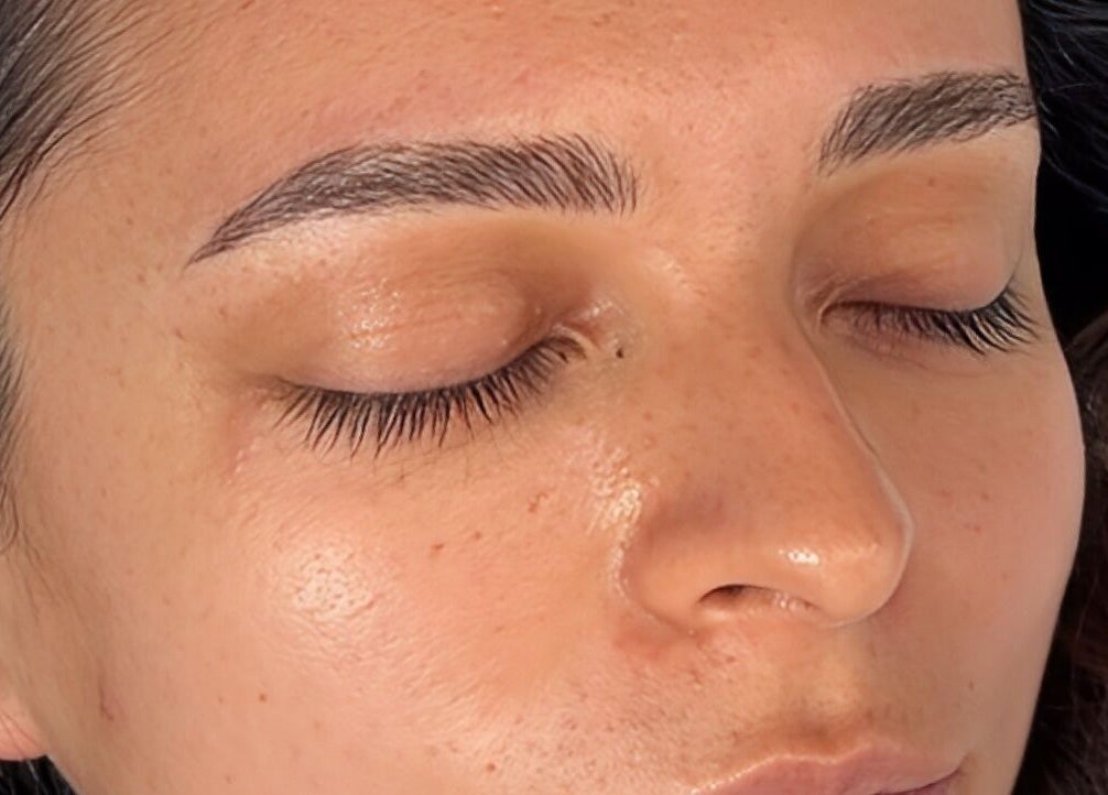 Close-up of a woman's well-groomed eyebrows at Blink Lab Studios, Singapore, SG.