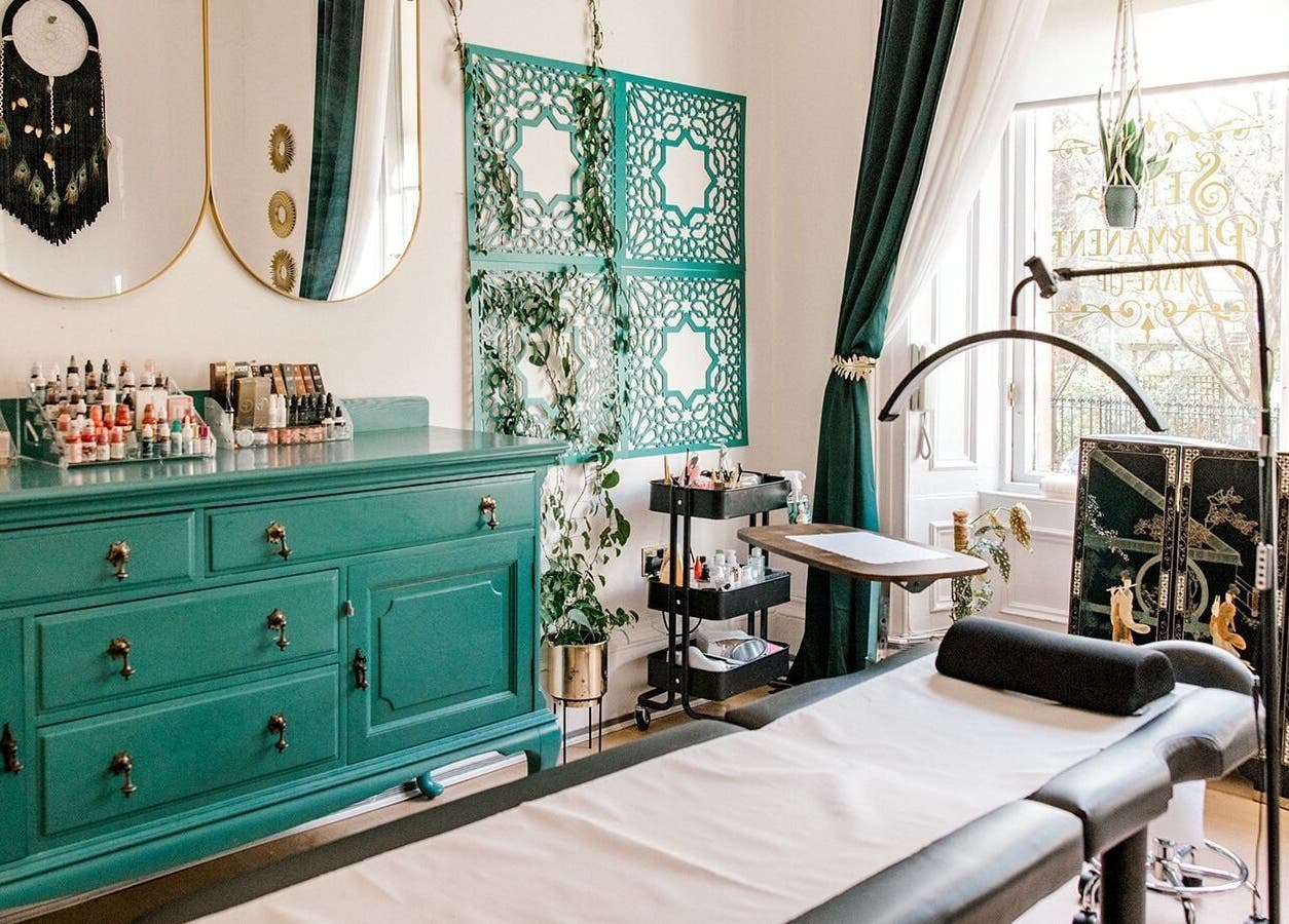 Chic treatment area at Miss Highbrow Semi-Permanent Make-up, Lash and Brow Studio in Glasgow, Scotland, GB.