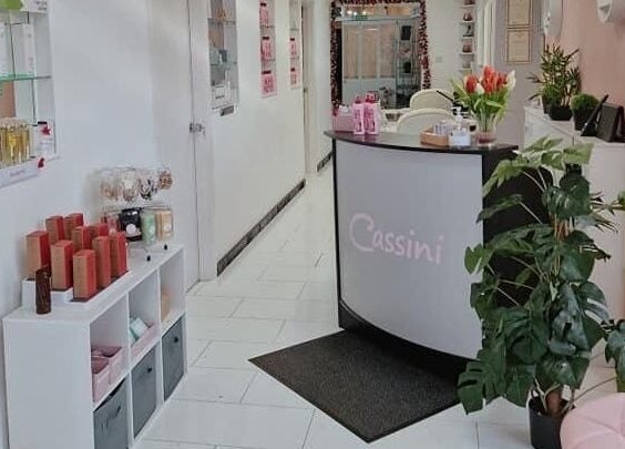 Warm reception area at Cassini Beauty by Becci, Stourbridge, England, GB, featuring elegant decor.