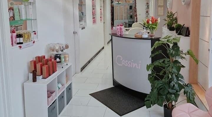 Warm reception area at Cassini Beauty by Becci, Stourbridge, England, GB, featuring elegant decor.