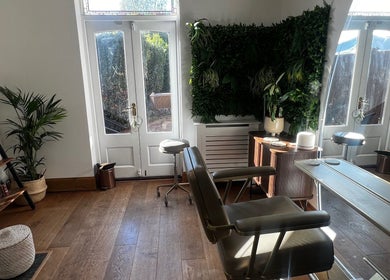 Tranquil salon interior at Lengths | By CJP, Writtle, England, GB, with plants and natural light.