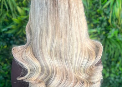 Elegant blonde waves hairstyling at Lengths | By CJP, Writtle, England, GB.