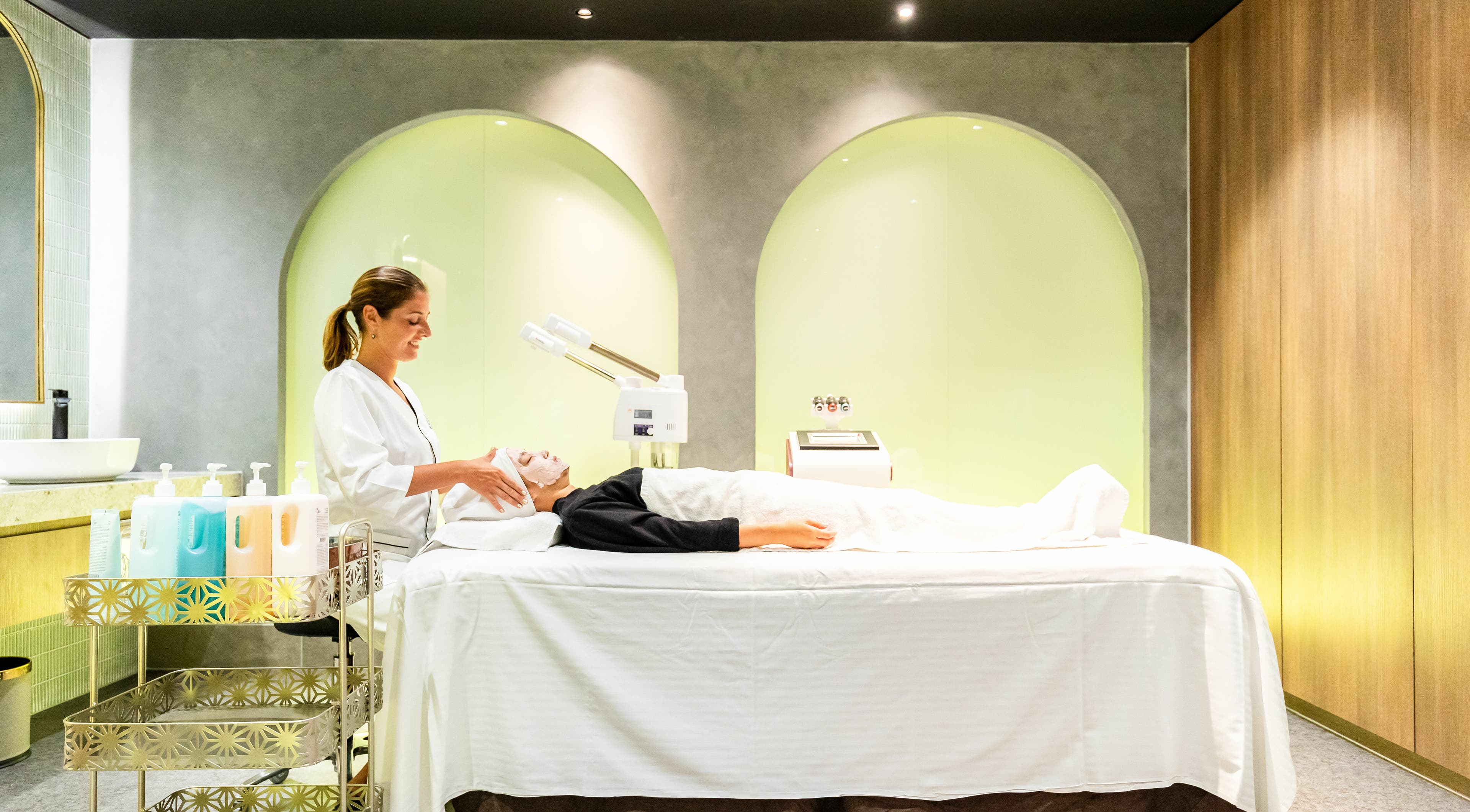 Relaxing facial treatment at Lan Spa, Surfers Paradise, Queensland, AU, offering rejuvenation and peace.