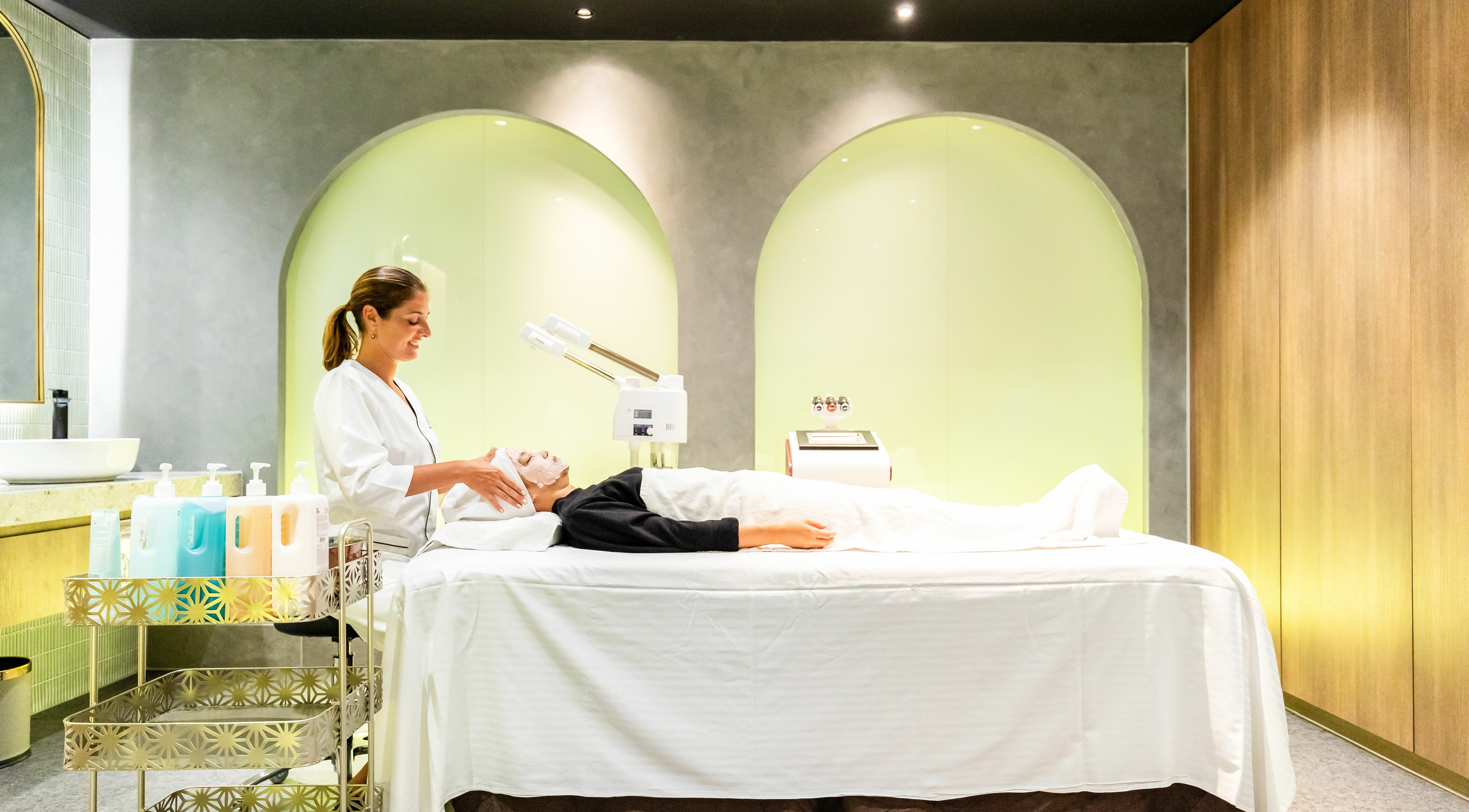 Relaxing facial treatment at Lan Spa, Surfers Paradise, Queensland, AU, offering rejuvenation and peace.