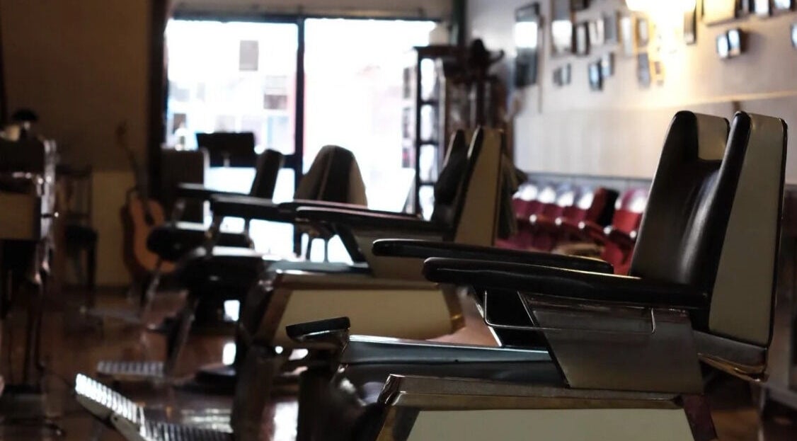 Barber chairs at Shelby's Barber Gang, New Plymouth, Taranaki, NZ, showcasing a classic barbershop atmosphere.